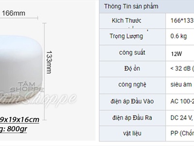 Máy khuếch tán tinh dầu Trụ lùn trắng phun khói siêu âm [Có remote -Tặng tinh dầu] MKTTD-24